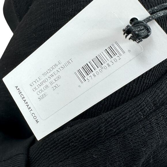 Apiece Apart Olimpio Sweatshirt Sweater Puff Sleeve Organic Cotton Black Size 2X - Picture 11 of 14